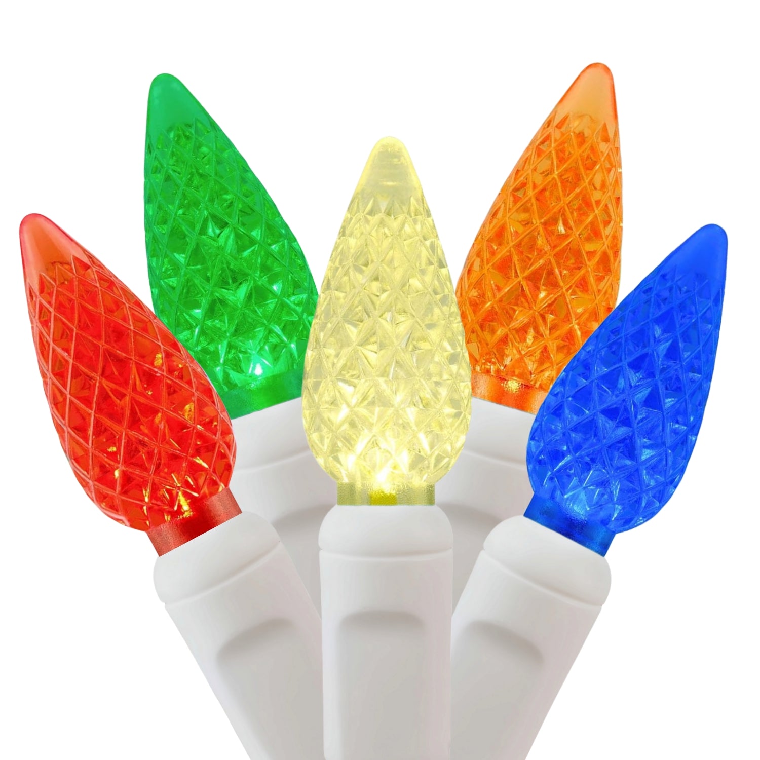 Commercial Grade Multicolor Strawberry LED Christmas Lights on White Wire