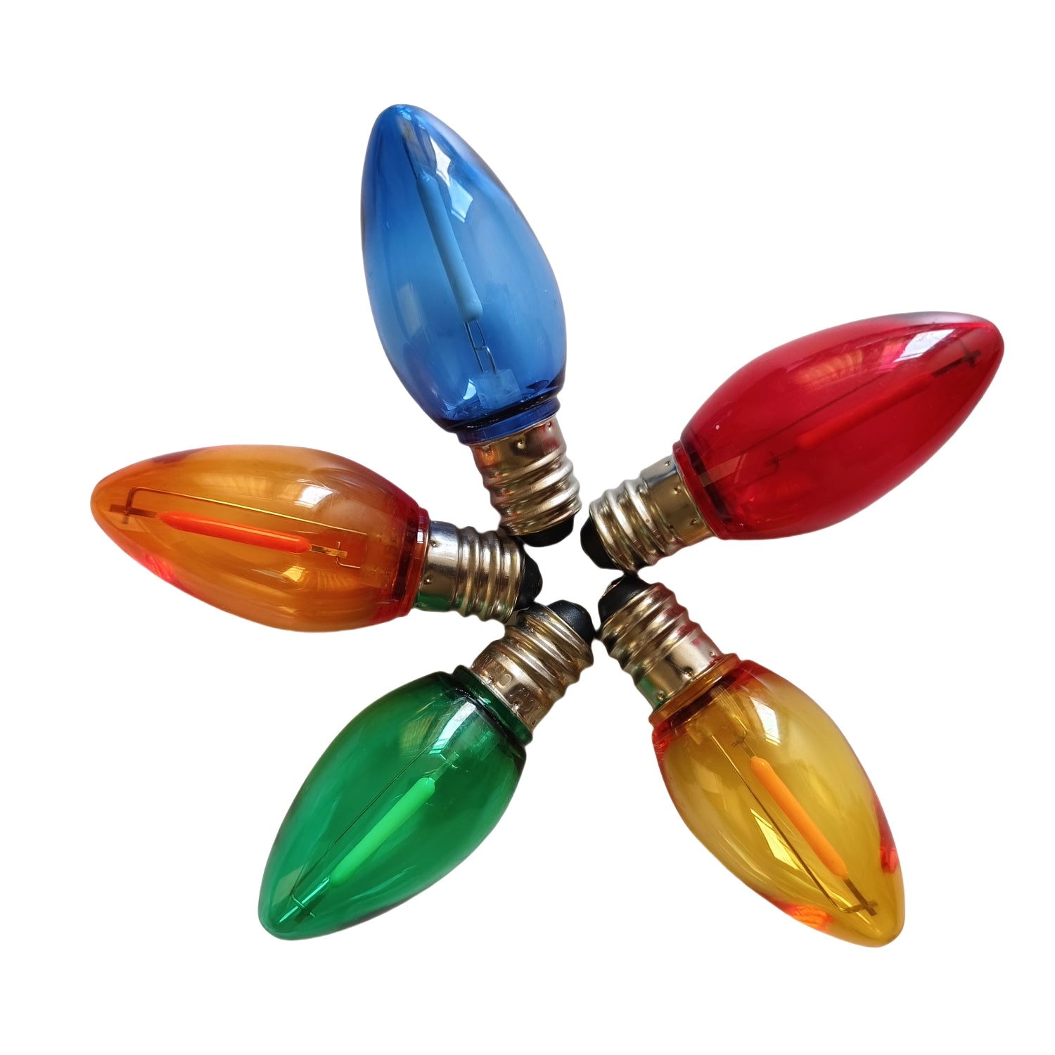 25 Pack C7 Multicolor LED Replacement Christmas Smooth Light Bulb, E12 Base