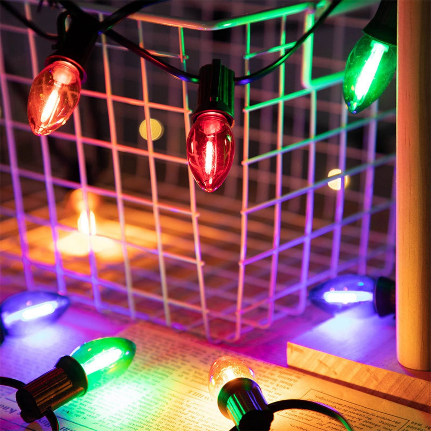 25 Pack C7 Multicolor LED Replacement Christmas Smooth Light Bulb, E12 Base