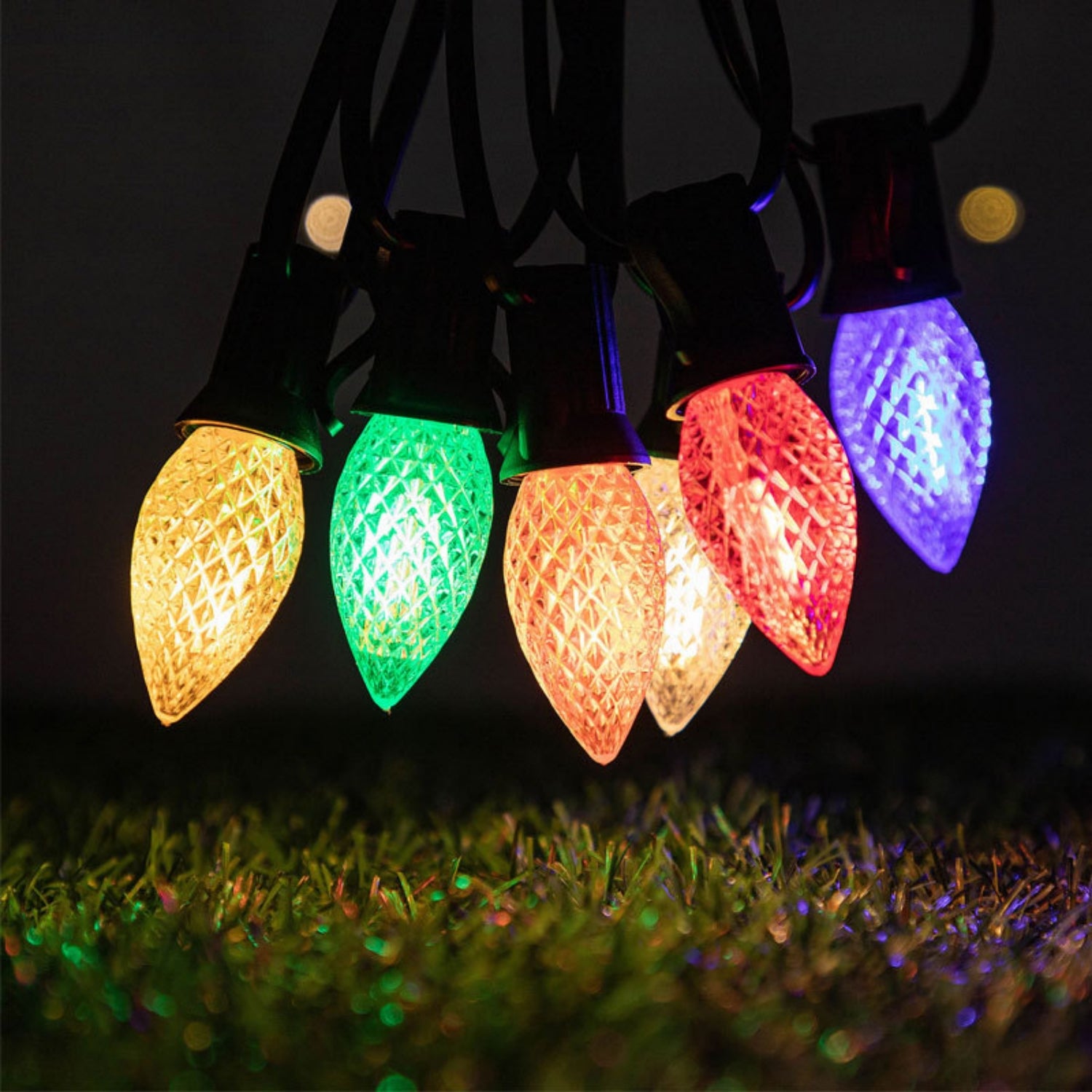 120V C7/E12 LED Replacement Christmas Faceted Light Bulb, Multicolor