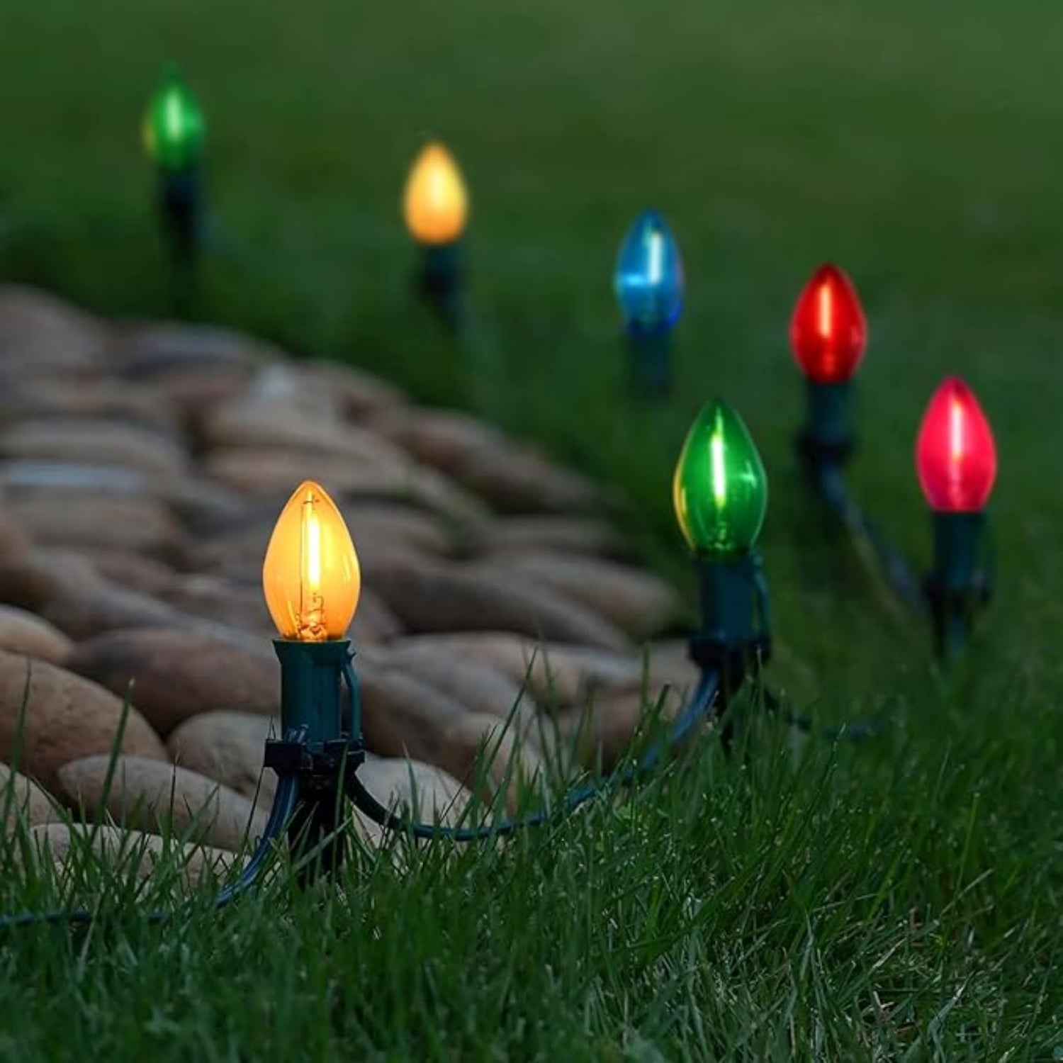 25 Pack C7 Multicolor LED Replacement Christmas Smooth Light Bulb, E12 Base