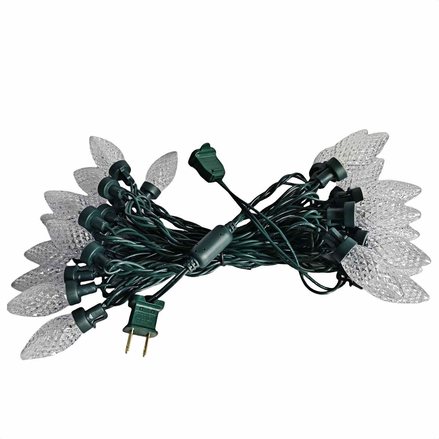 Commercial Grade Warm White C9 LED Christmas Lights on Green Wire