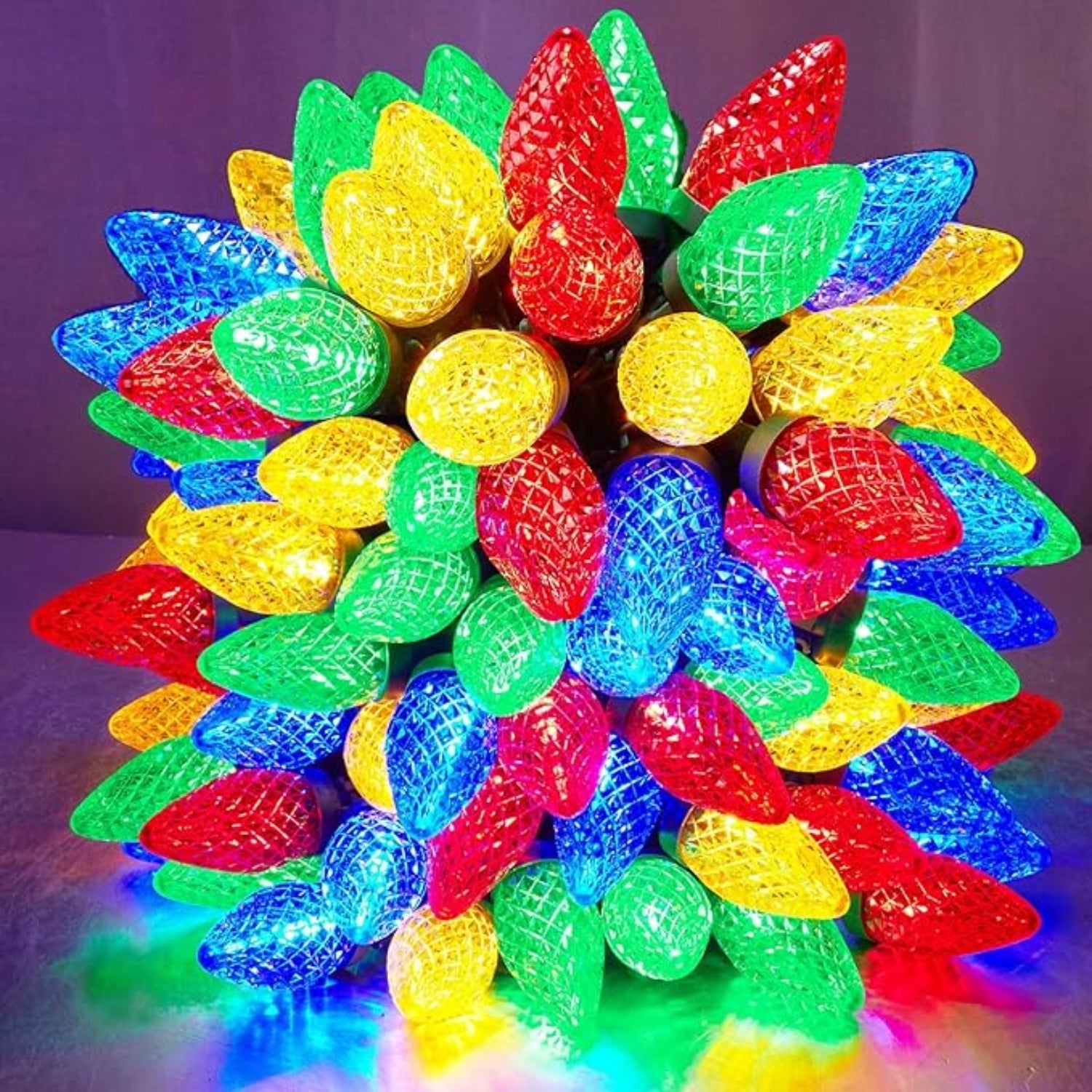 Commercial Grade Multicolor C9 LED Christmas Lights on Green Wire