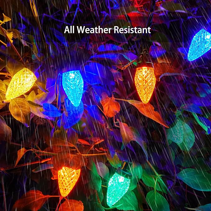 Commercial Grade Multicolor C9 LED Christmas Lights on Green Wire