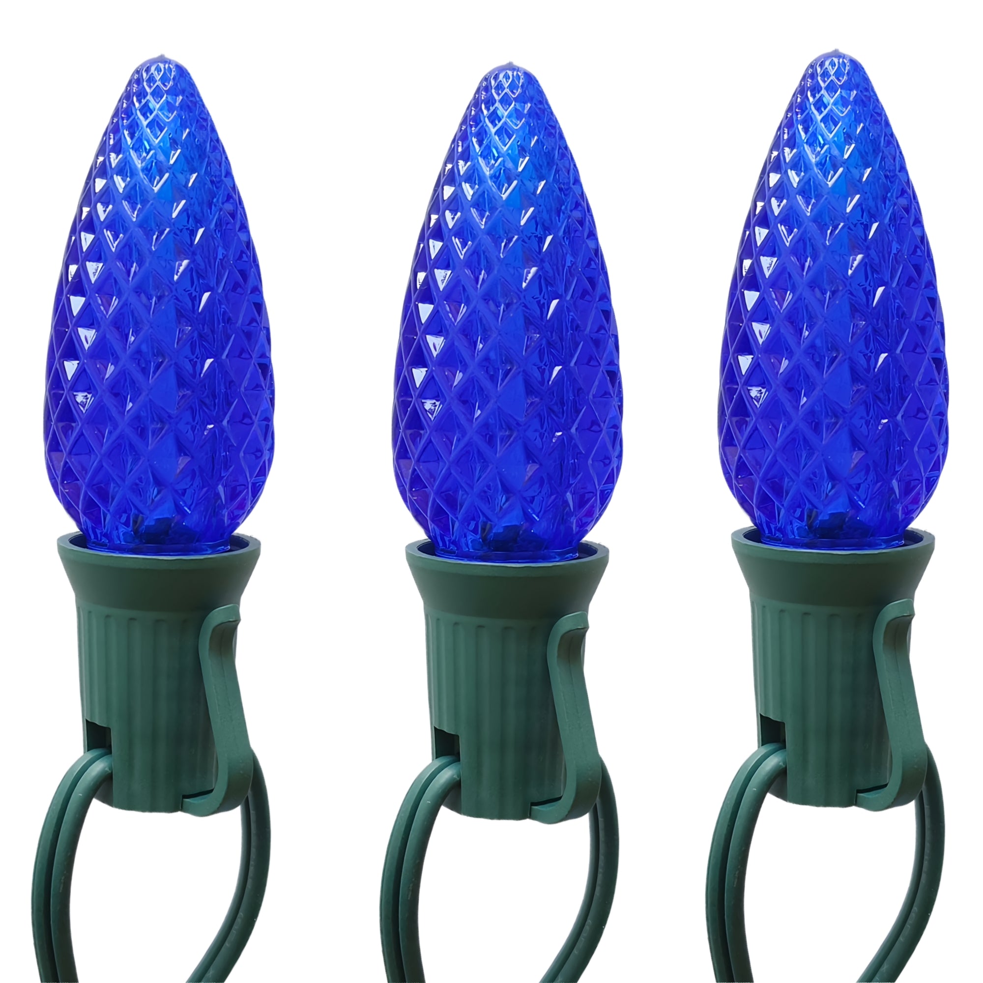 Commercial Grade Blue C9 LED Christmas Lights 25Ft 25 Bulbs on Green Wire