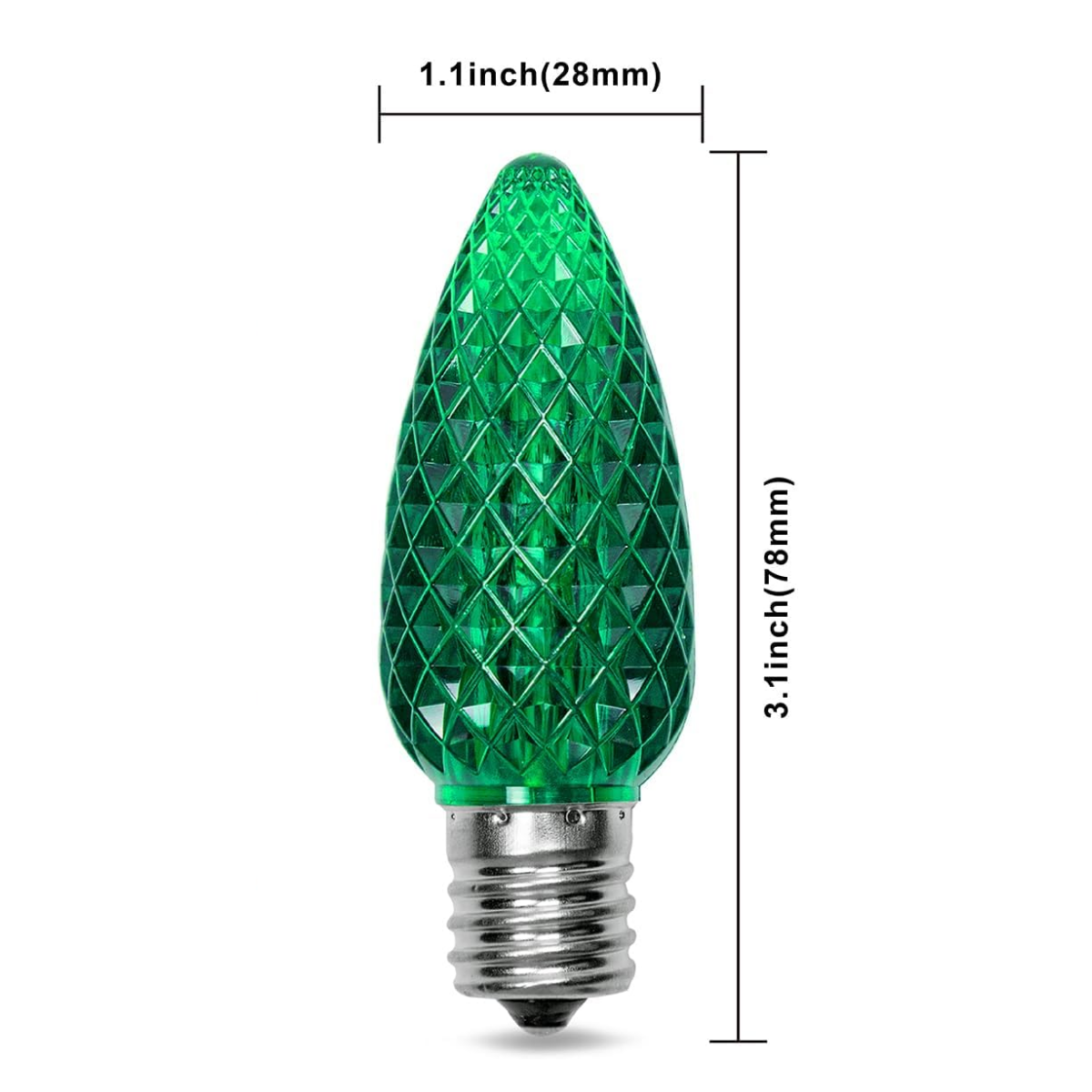 25 Pack C9 Multicolor LED Replacement Christmas Faceted Light Bulb, E17 Base