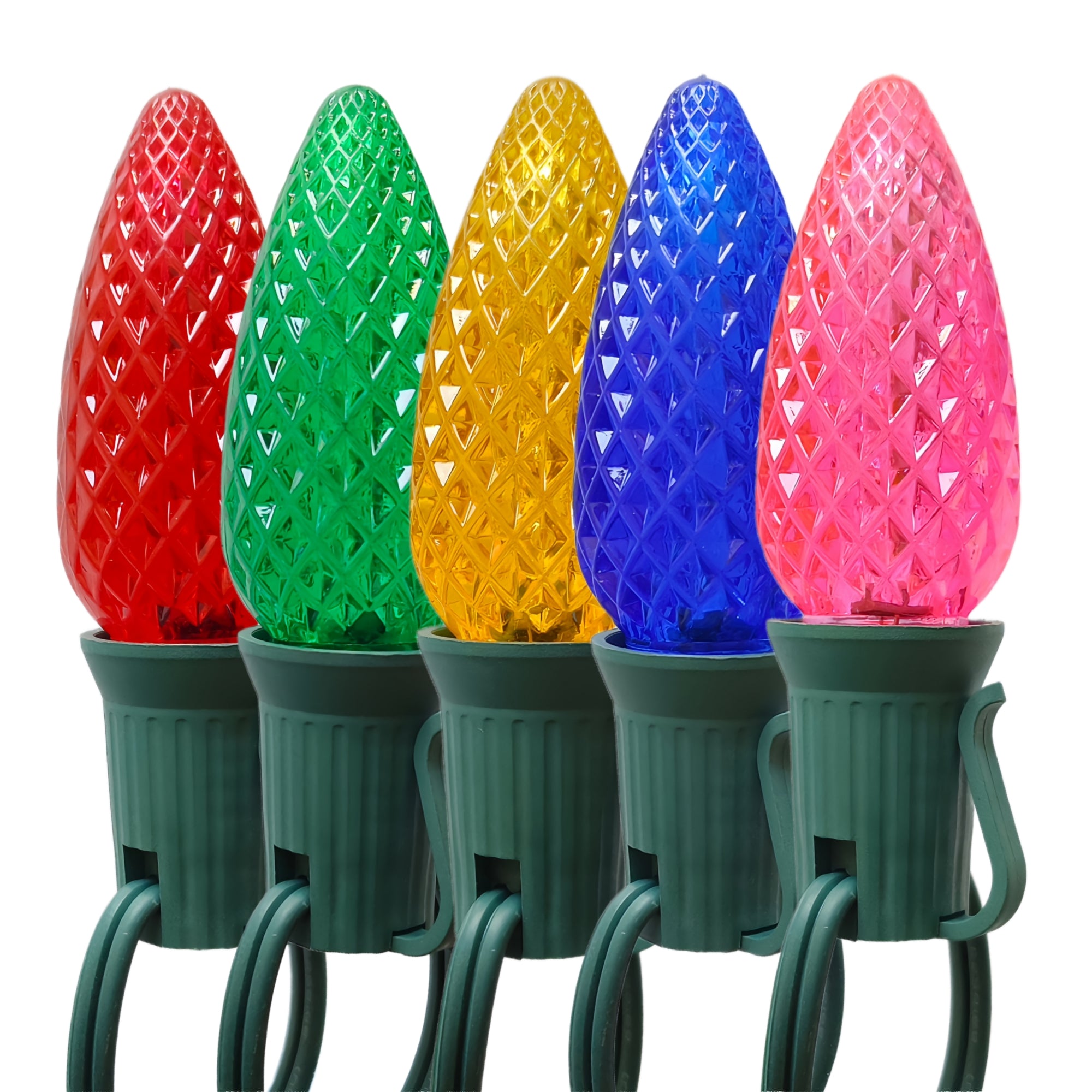 Commercial Grade Multicolor C9 LED Christmas Lights 25Ft 25 Bulbs on Green Wire