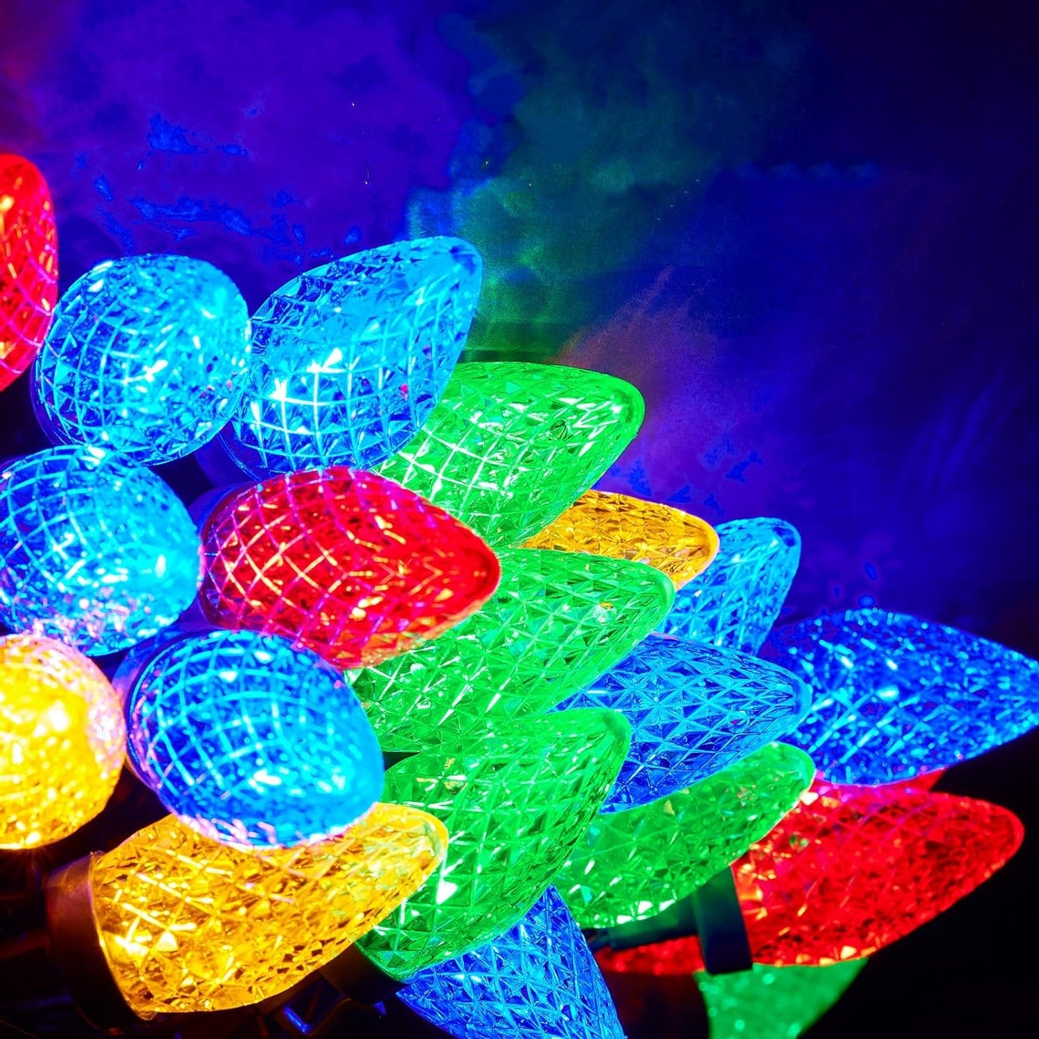 Commercial Grade Multicolor C9 LED Christmas Lights on Green Wire