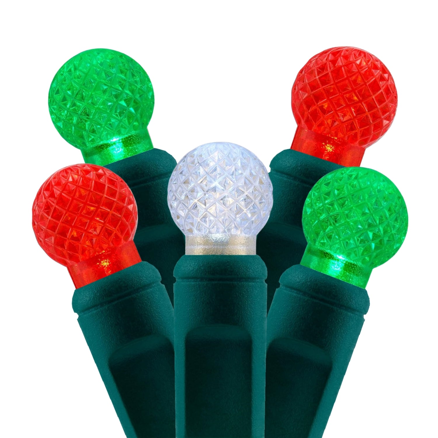 Commercial Grade Red White Green G12 LED Christmas Lights on Green Wire