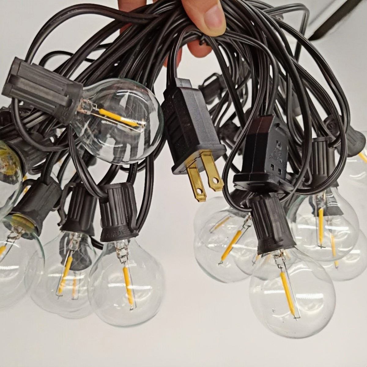 25Ft G40 LED Hanging Patio Outdoor String Lights on Black Wire