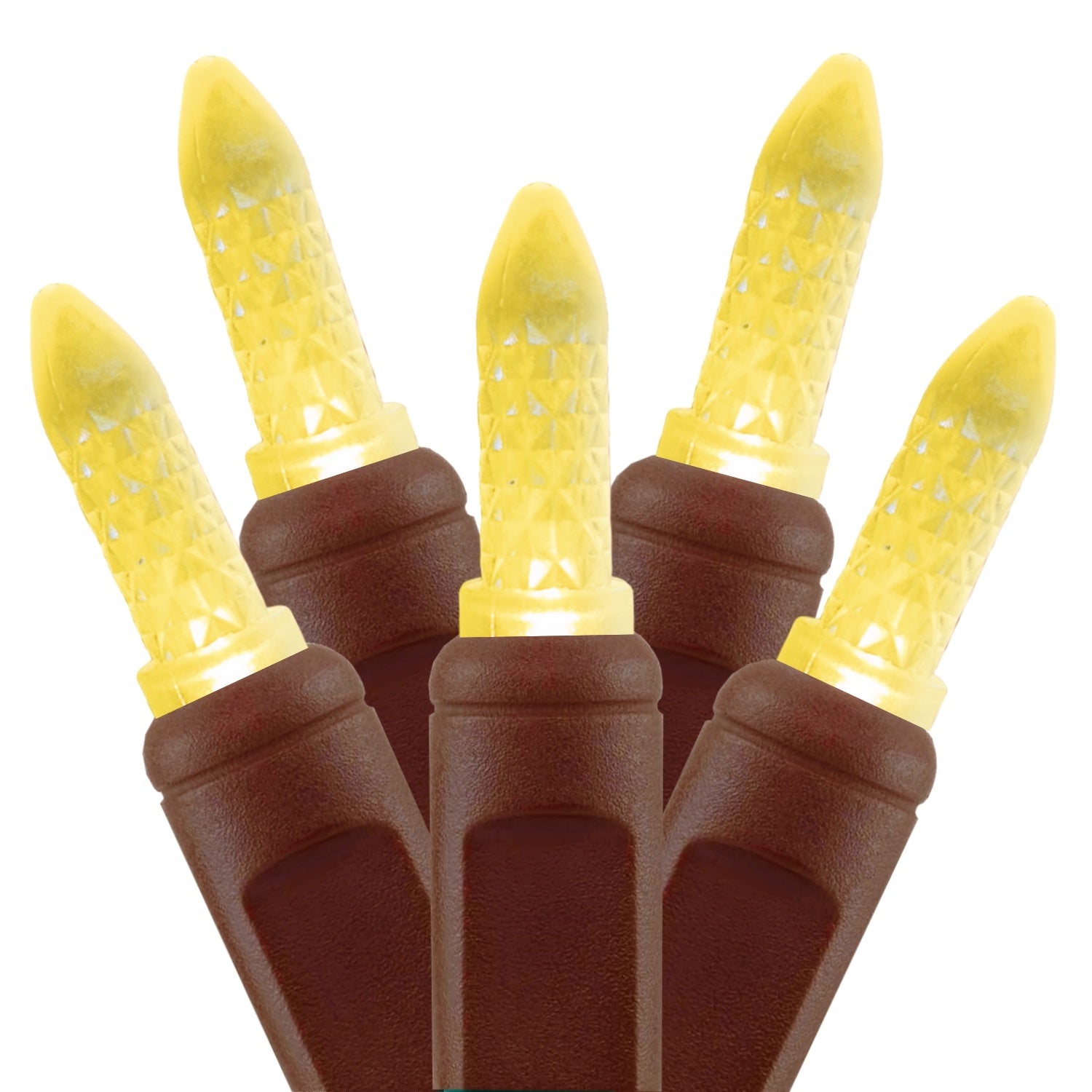 Commercial Grade Warm White M5 LED Christmas Lights on Brown Wire