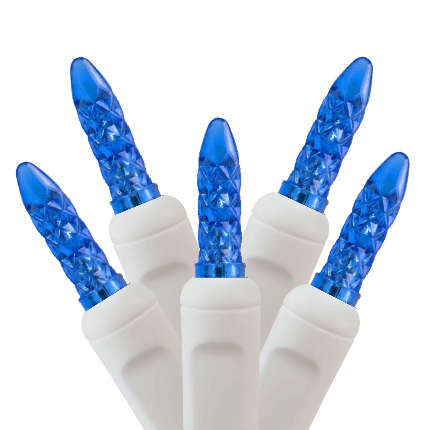 Commercial Grade Blue M5 LED Christmas Lights on White Wire