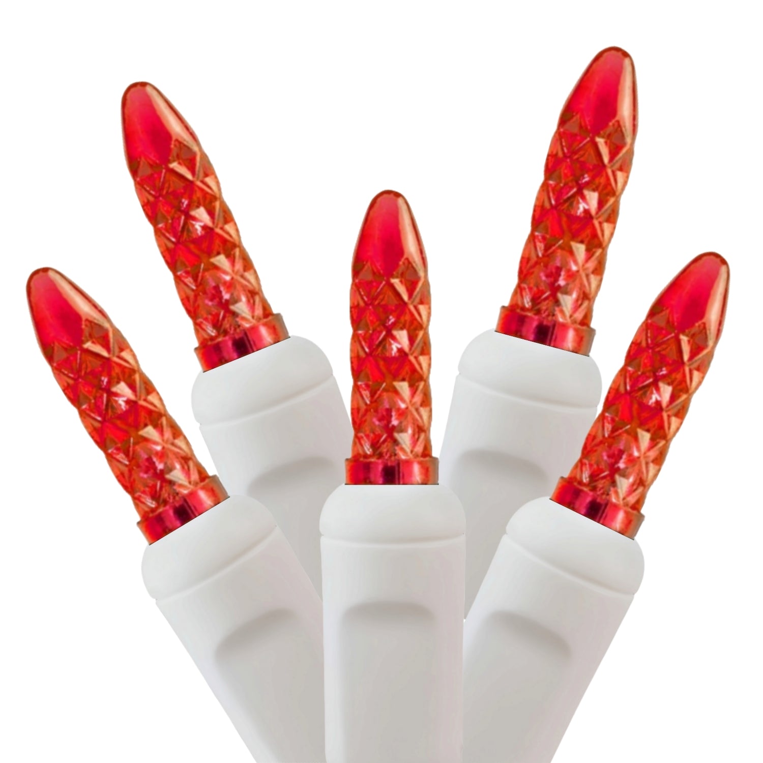 Commercial Grade Red M5 LED Christmas Lights on White Wire