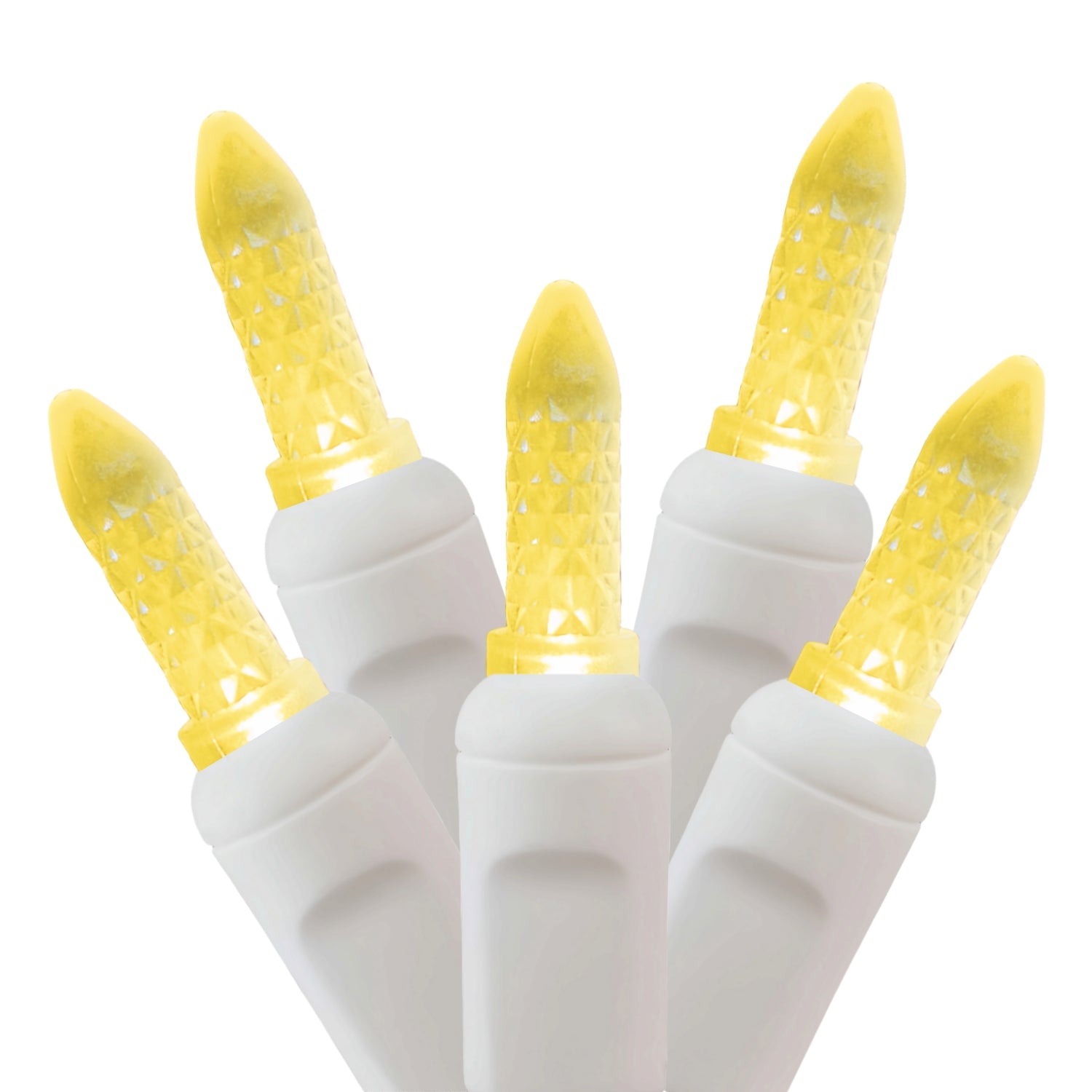 Commercial Grade Warm White M5 LED Christmas Lights on White Wire