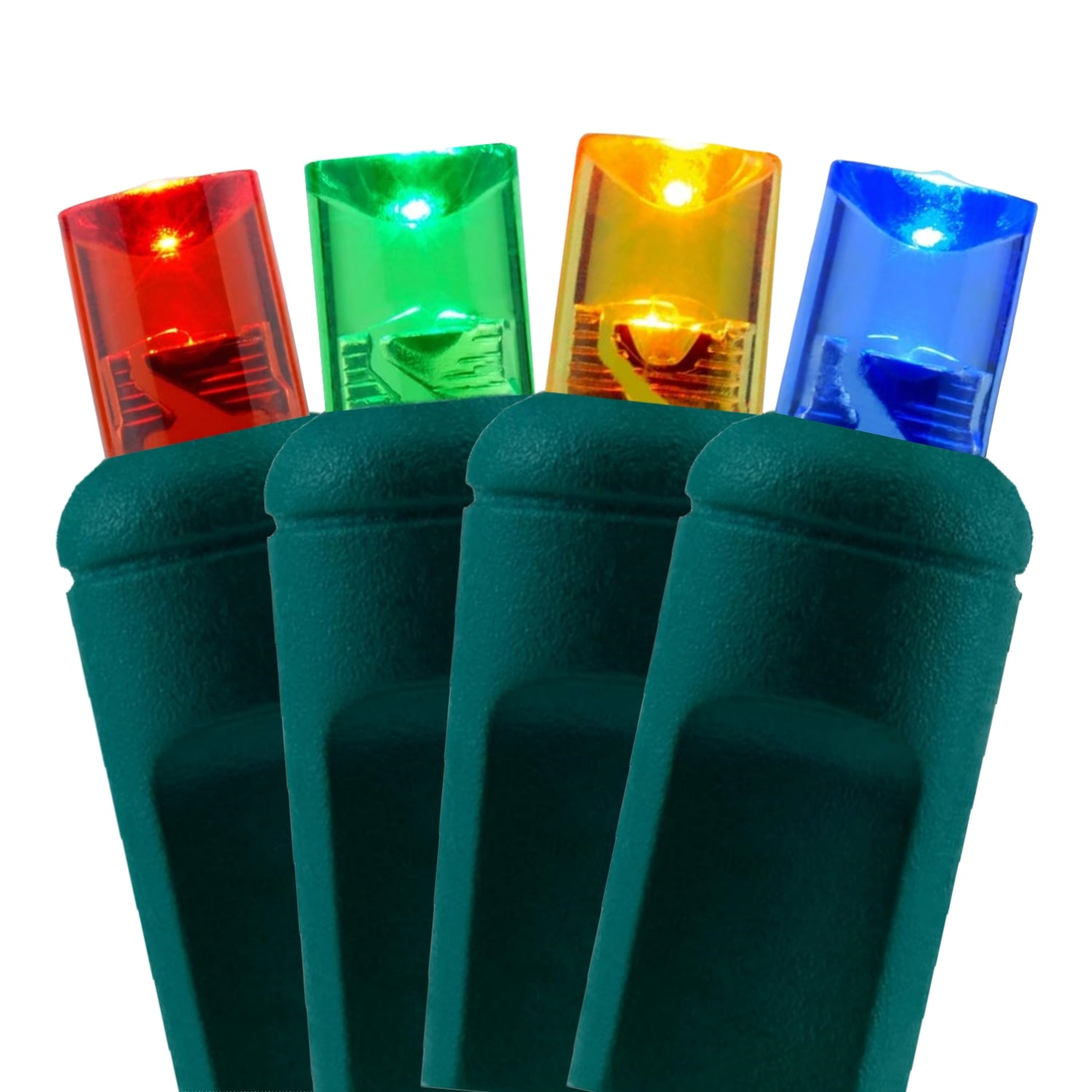 Commercial Grade Multicolor 5mm Wide Angle LED Christmas Lights on Green Wire