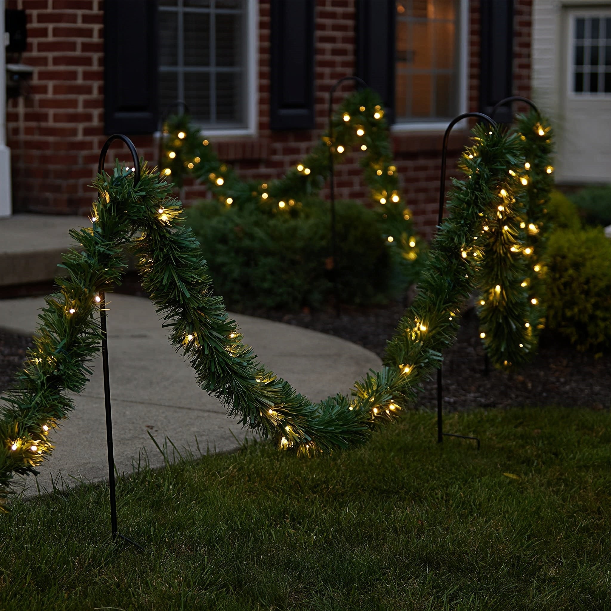 50 Count Warm White LED Christmas Lights Battery Operated on Green Wire