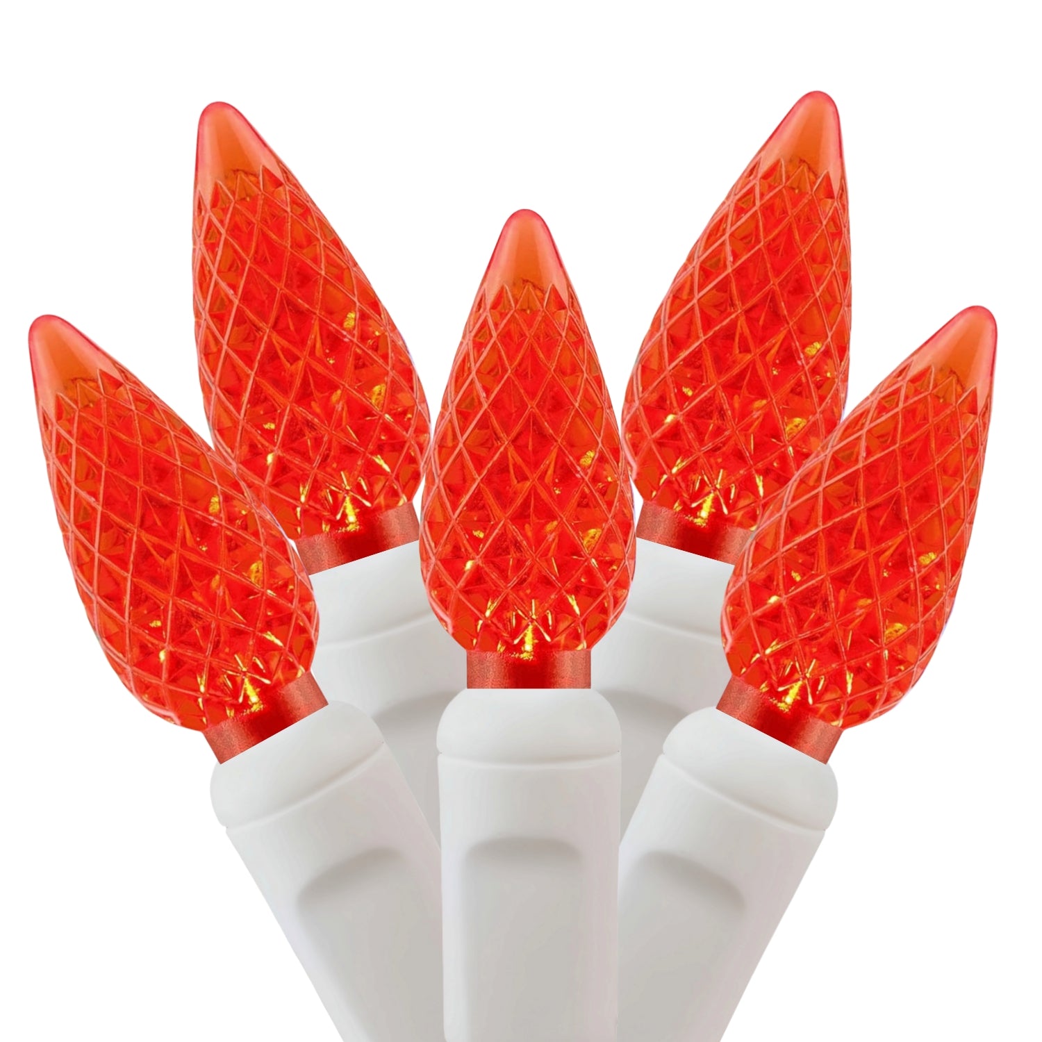 Commercial Grade Red C6 LED Christmas Lights on White Wire