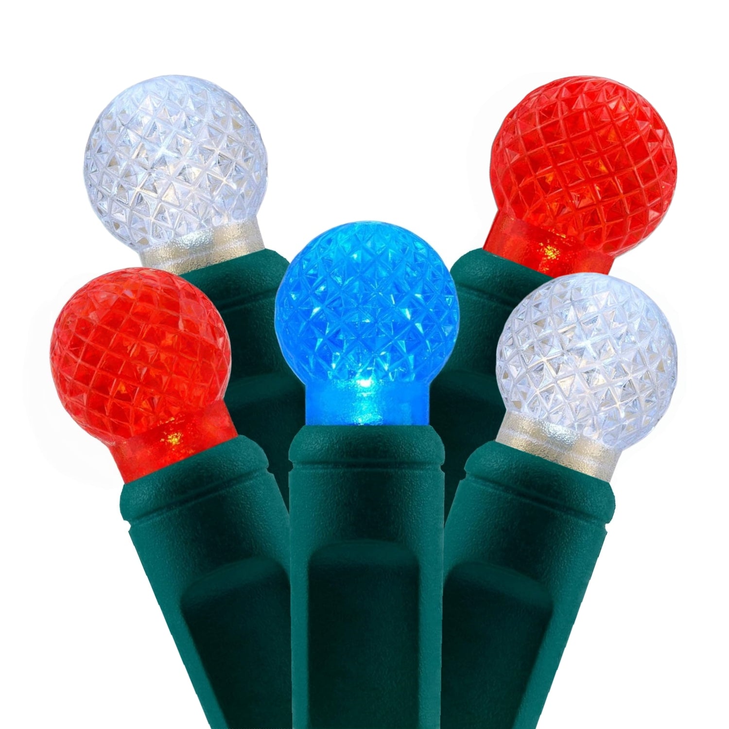 36 Sets of 24Ft 70Ct Outdoor G12 LED Christmas Lights, Red White Blue