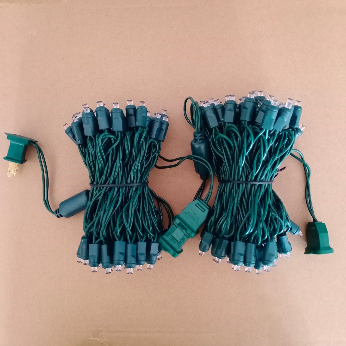 Warm White 5mm with Cool White Strobe LED Christmas Lights on Green Wire