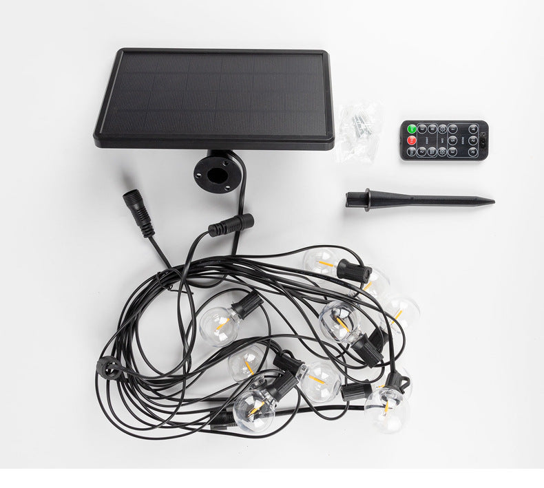 Solar Powered G40 LED Hanging Patio Outdoor String Lights on Black Wire