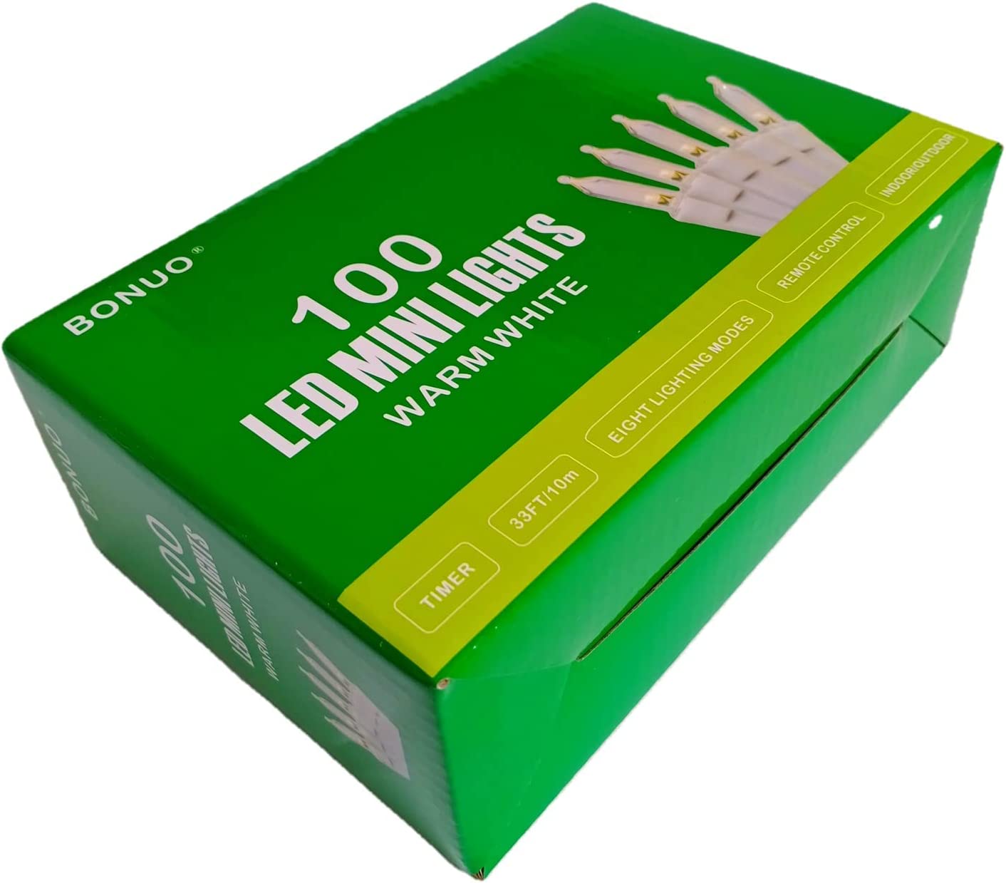 100 LED Battery Operated Mini Christmas Lights Indoor with Remote Timer in Warm White