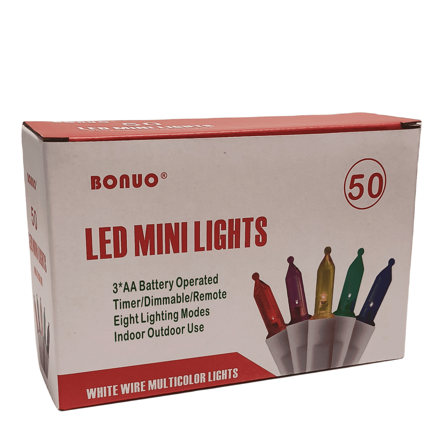 50 LED Battery Operated Mini Christmas Lights Indoor with Remote Timer in Multicolor