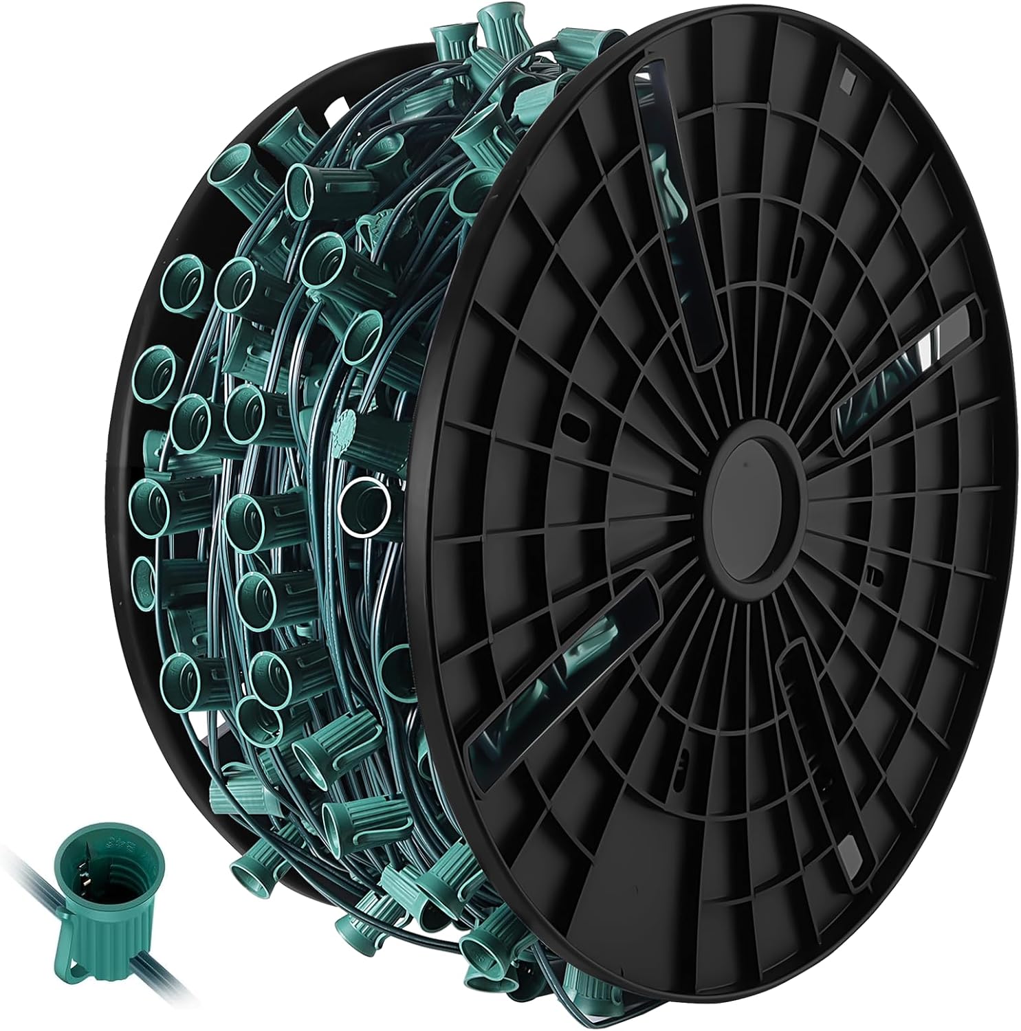 C9 Socket Stringer Bulk Reel 18AWG SPT-1 Green Wire 1000' 12'' Spacing