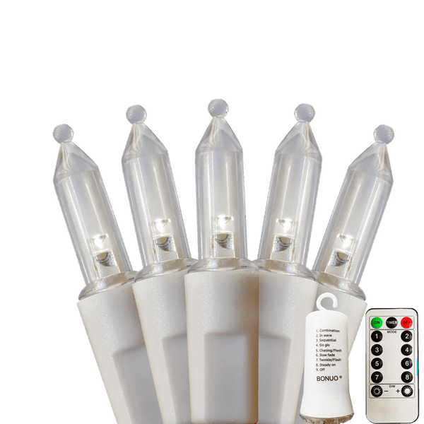 50 Bulbs Battery Operated Christmas Lights, Remote Timer Mini LED Lights Sets, White, 16 Feet Long