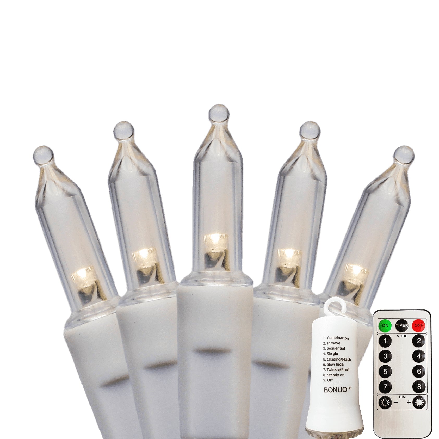 100 LED Battery Operated Mini Christmas Lights Indoor with Remote Timer in Warm White
