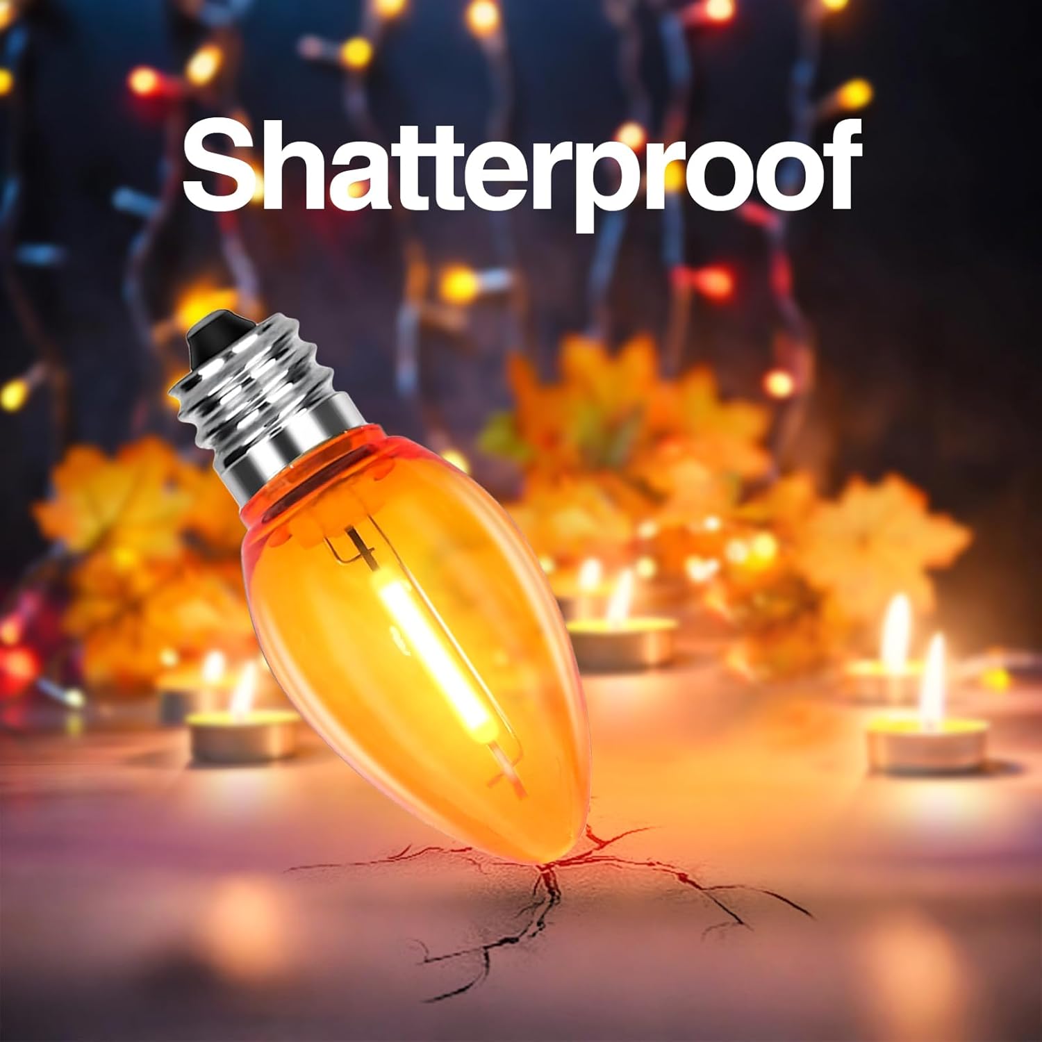 120V E12/C7 LED Replacement Christmas Smooth Light Bulb, Orange