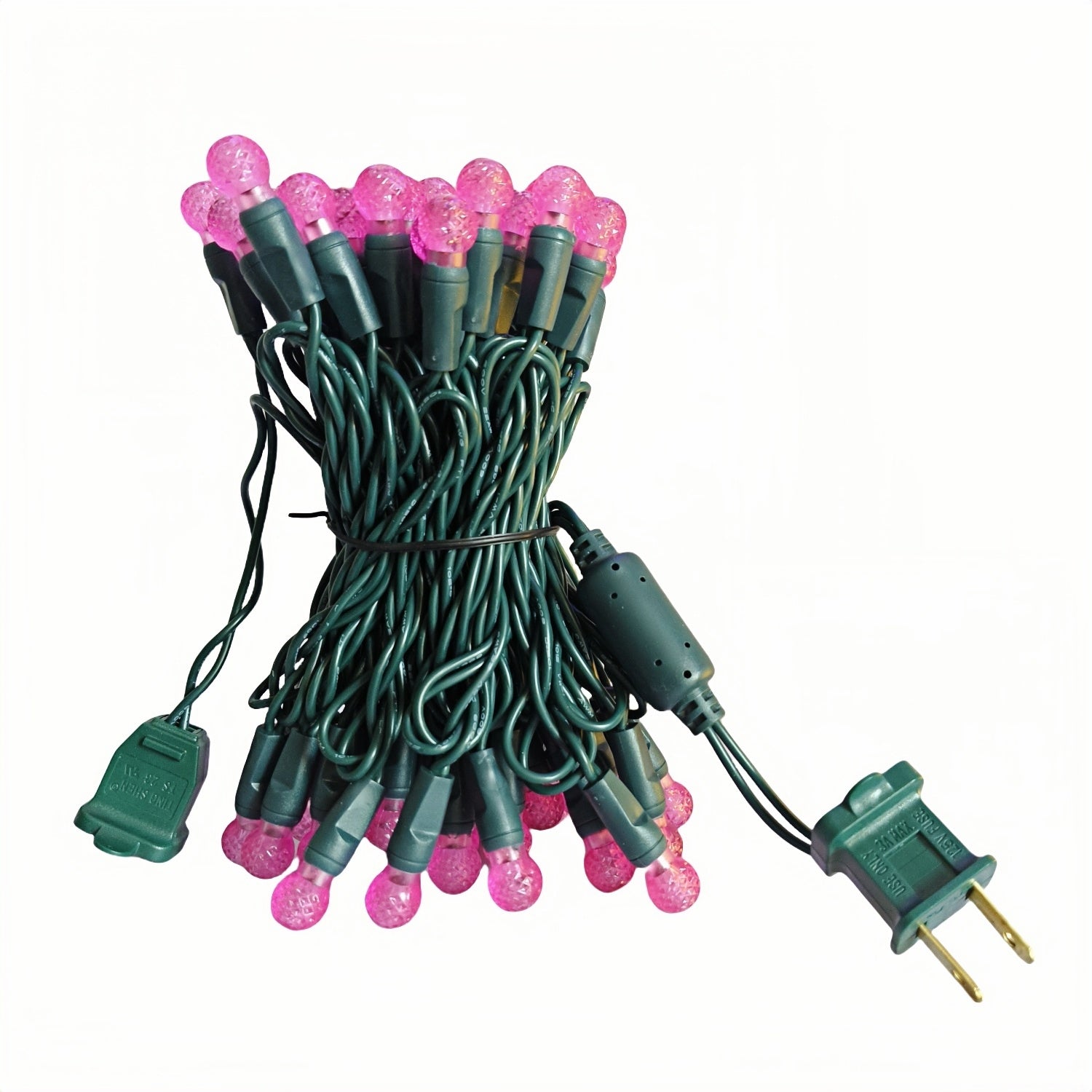 Commercial Grade Pink G12 LED Christmas Lights on Green Wire