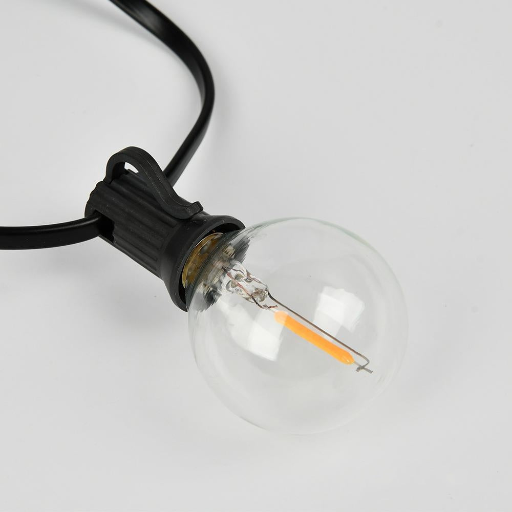 Solar Powered G40 LED Hanging Patio Outdoor String Lights on Black Wire