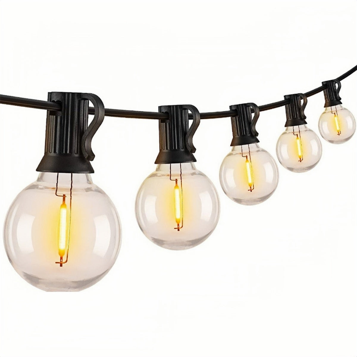 25Ft G40 LED Hanging Patio Outdoor String Lights on Black Wire