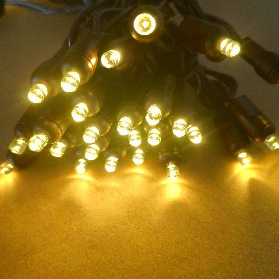50 Bulbs 25FT Warm White 5mm Wide Angle LED Christmas Mini Lights, Brown Wire