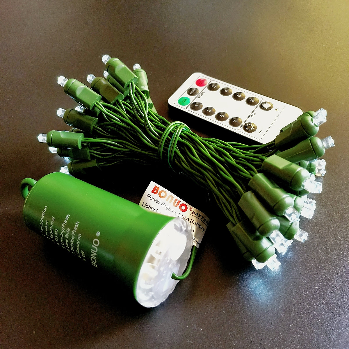 50 LED Battery Operated Christmas Lights Outdoor with Remote Timer in White