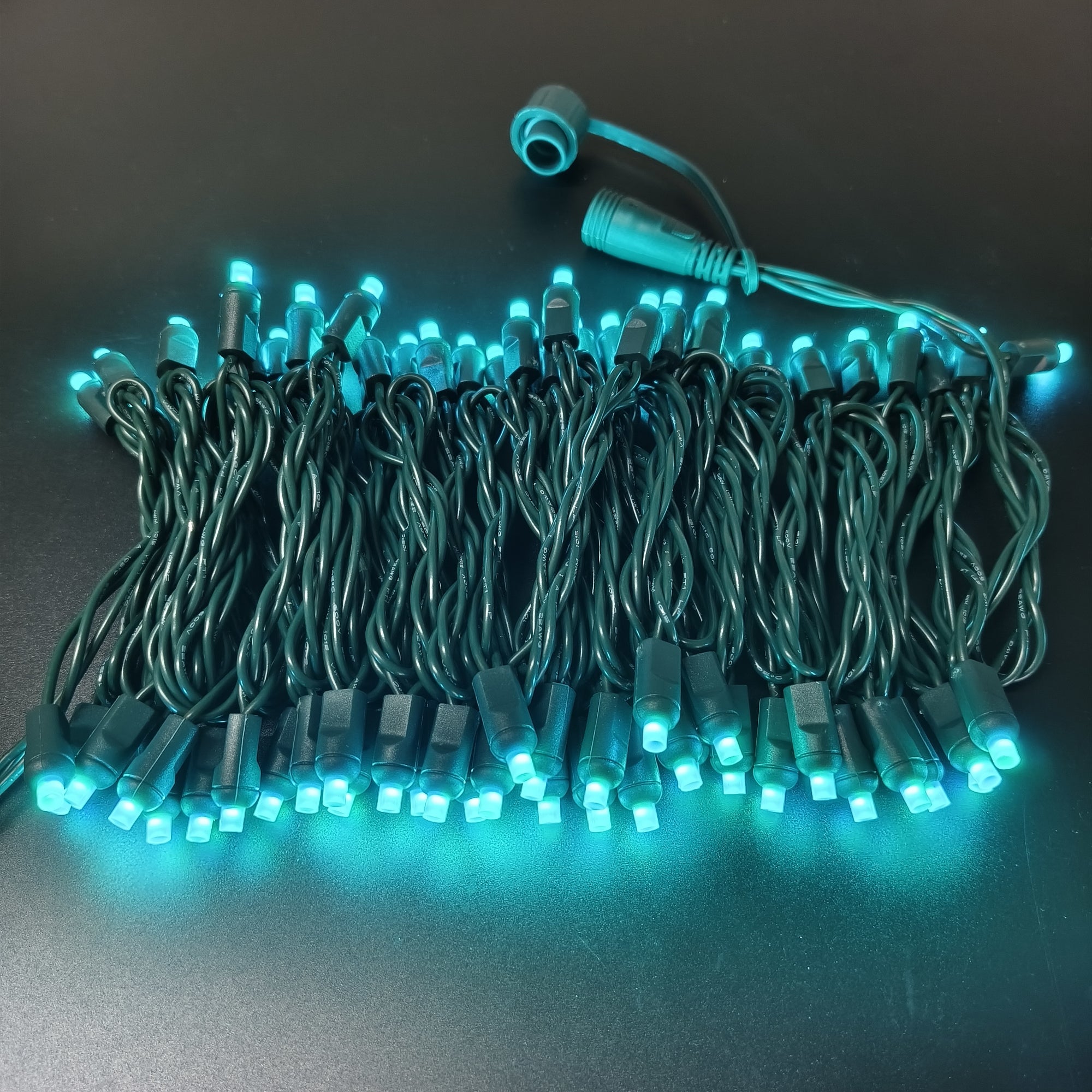 70 Lights RGB Color Changing 5mm Wide Angle LED Christmas Lights on Green Wire