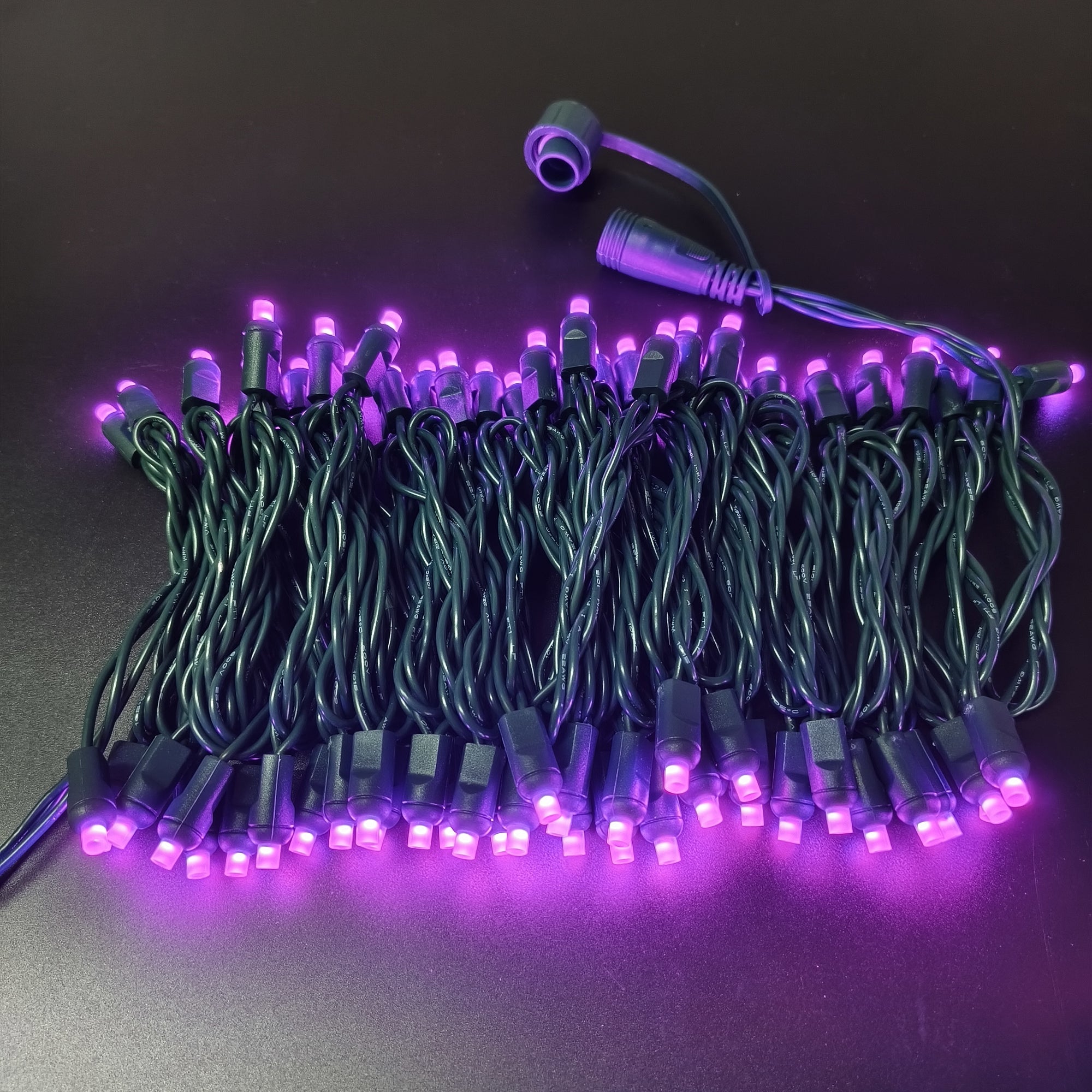 70 Lights RGB Color Changing 5mm Wide Angle LED Christmas Lights on Green Wire