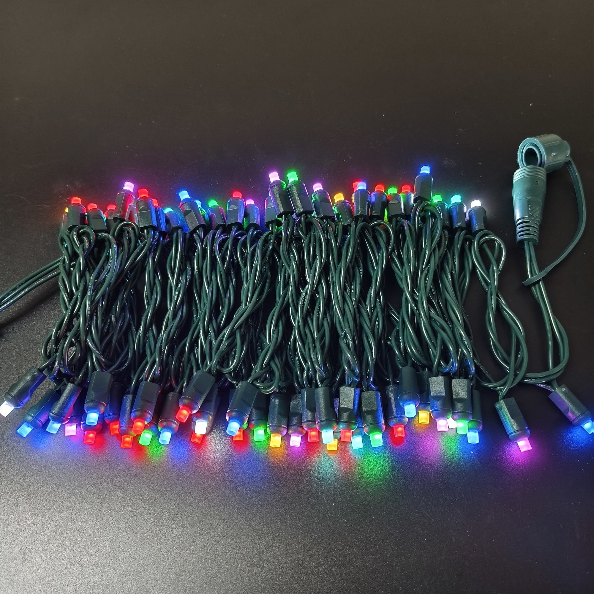 70 Lights RGB Color Changing 5mm Wide Angle LED Christmas Lights on Green Wire