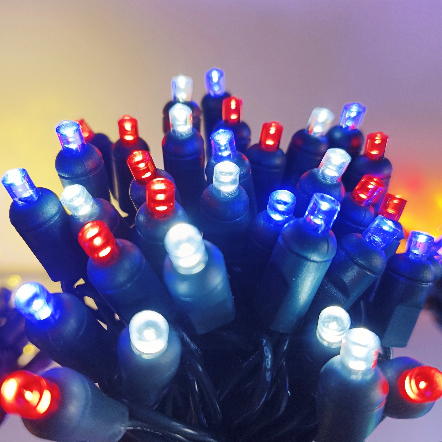 40 Sets of 24Ft 70Ct Outdoor Mini 5mm LED Christmas Lights, Red White Blue
