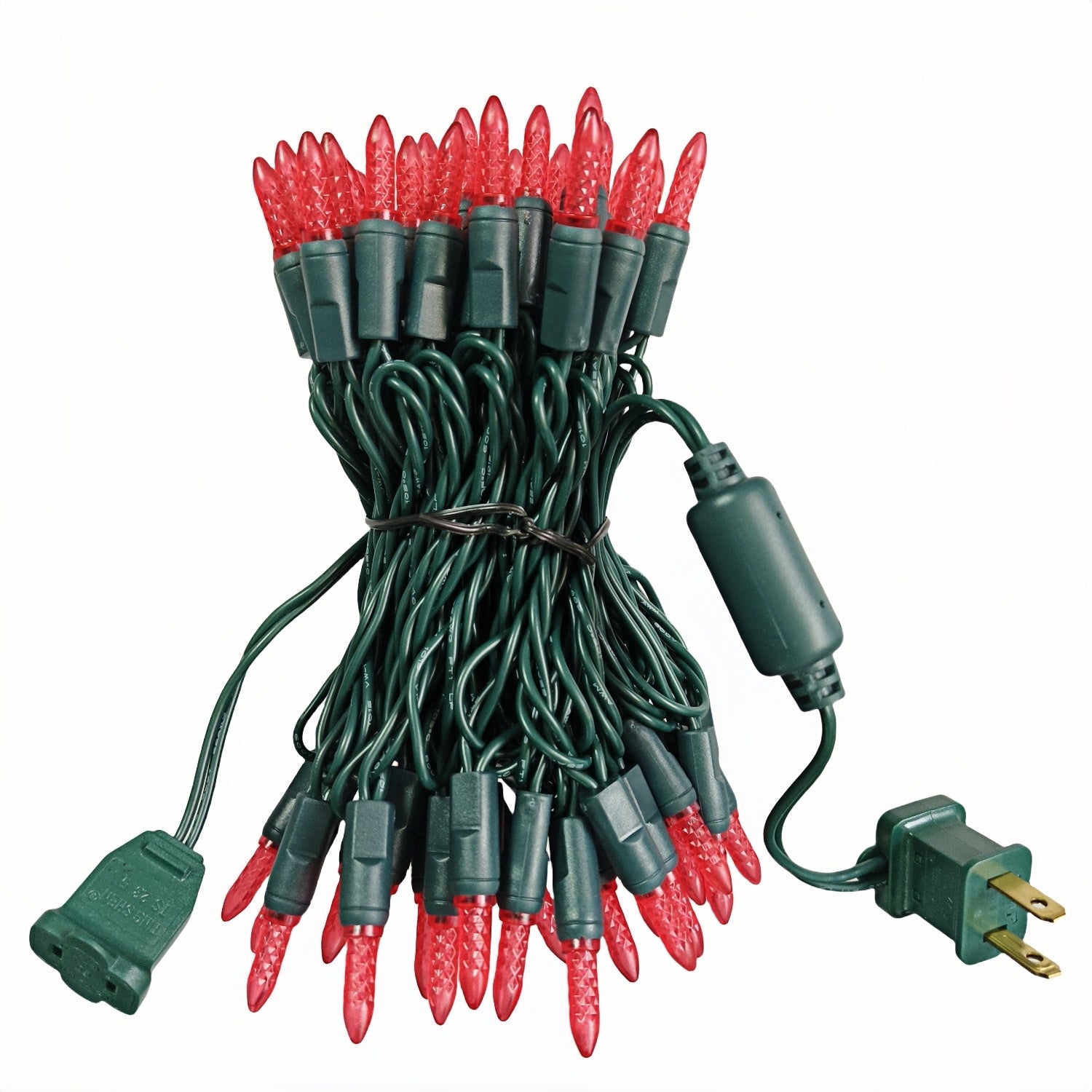 Commercial Grade Red M5 LED Christmas Lights on Green Wire
