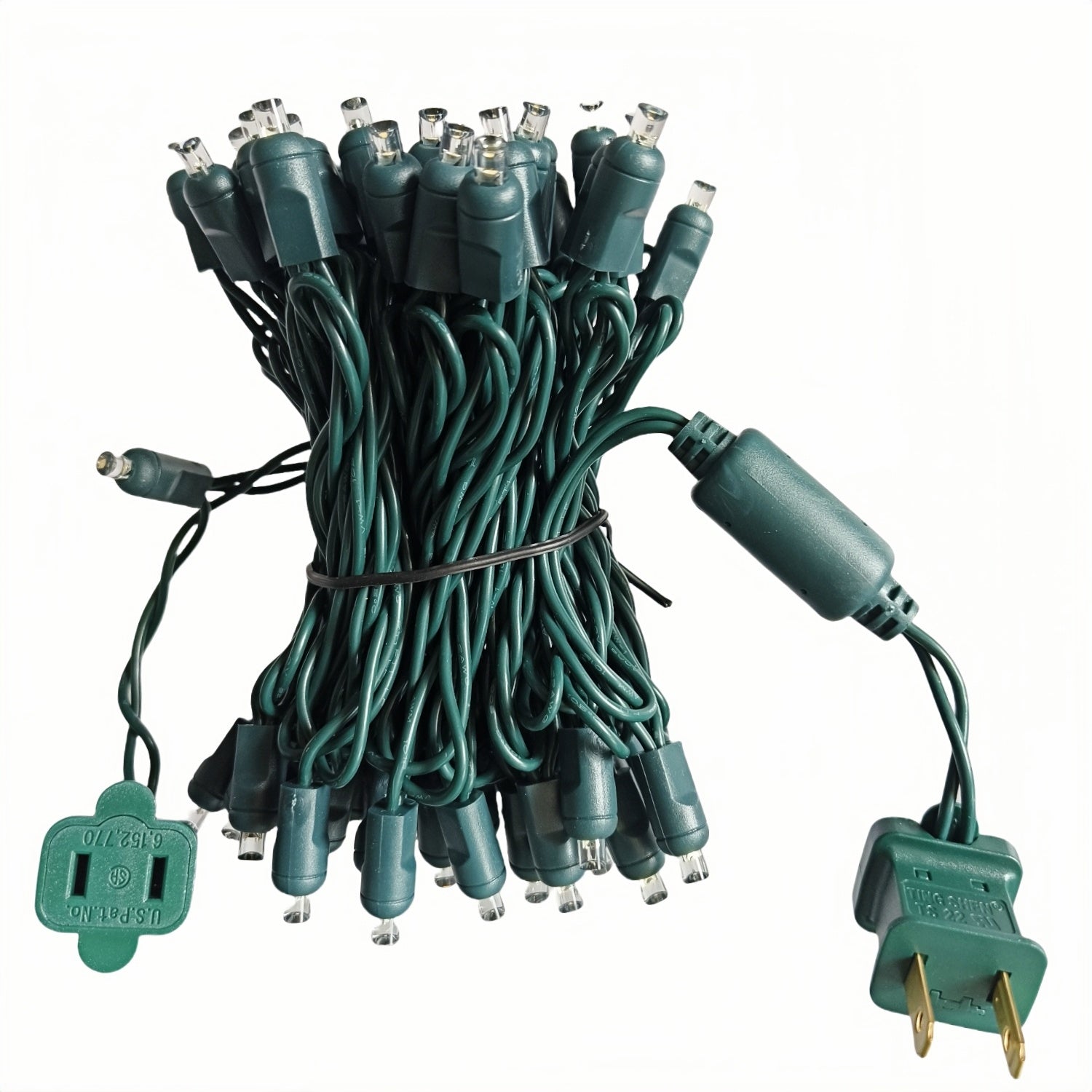 Commercial Grade Pure White 5mm Wide Angle LED Christmas Lights on Green Wire