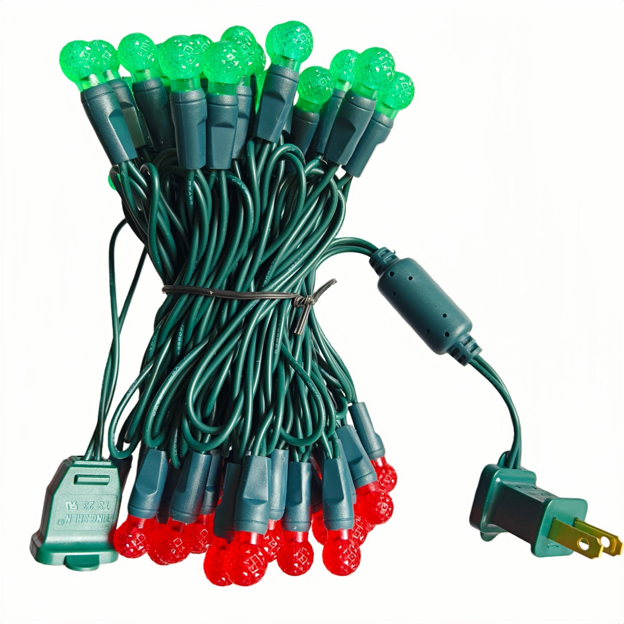 Commercial Grade Red Green G12 LED Christmas Lights on Green Wire