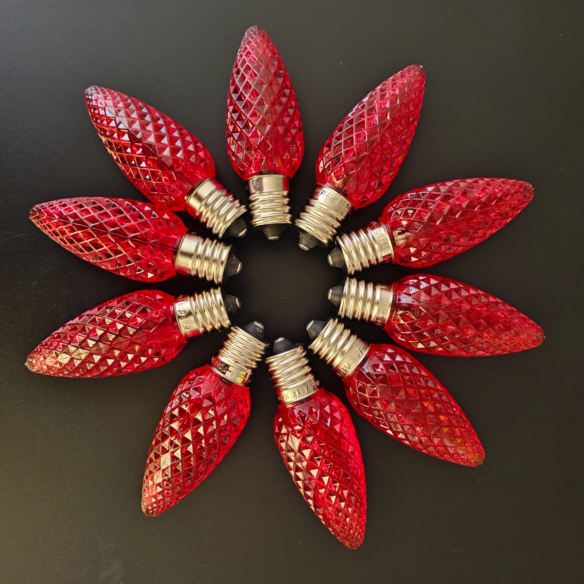 120V C9 Red LED Replacement Christmas Faceted Light Bulb