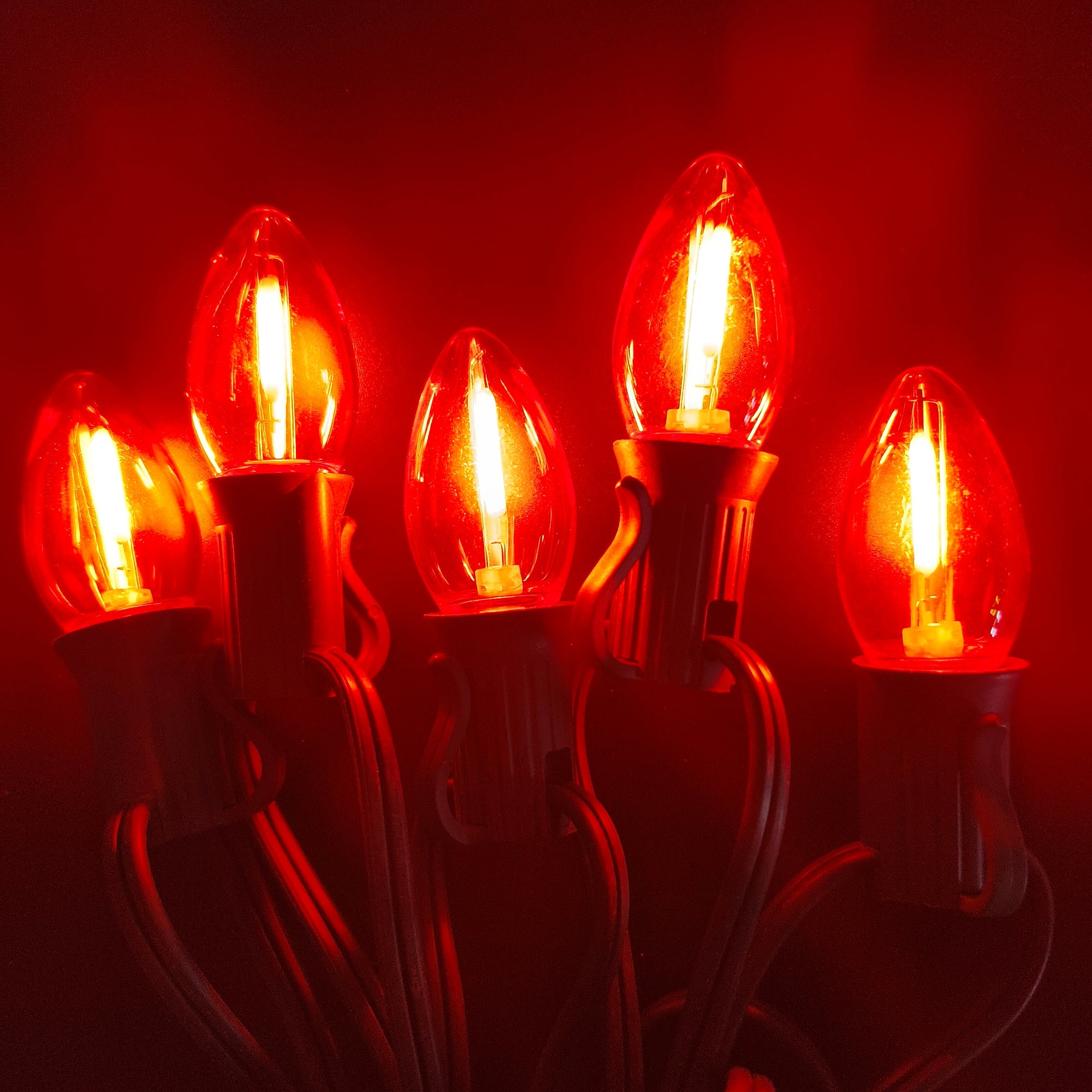 Commercial Grade Orange C7 LED Christmas Lights 25Ft 25 Bulbs on Green Wire