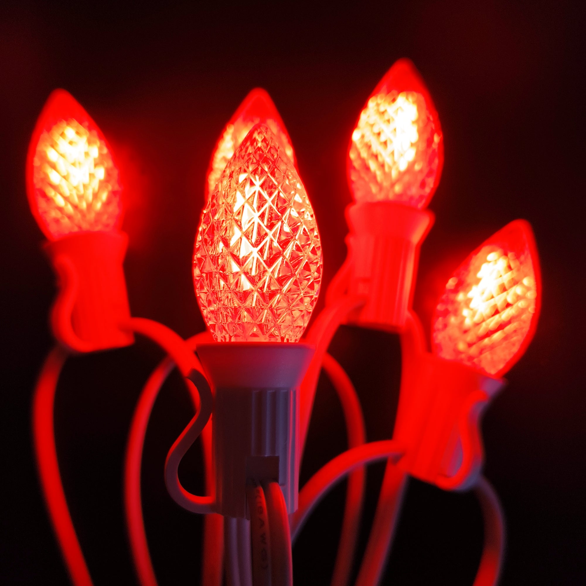 Commercial Grade Orange C7 LED Christmas Lights 25Ft 25 Bulbs on White Wire