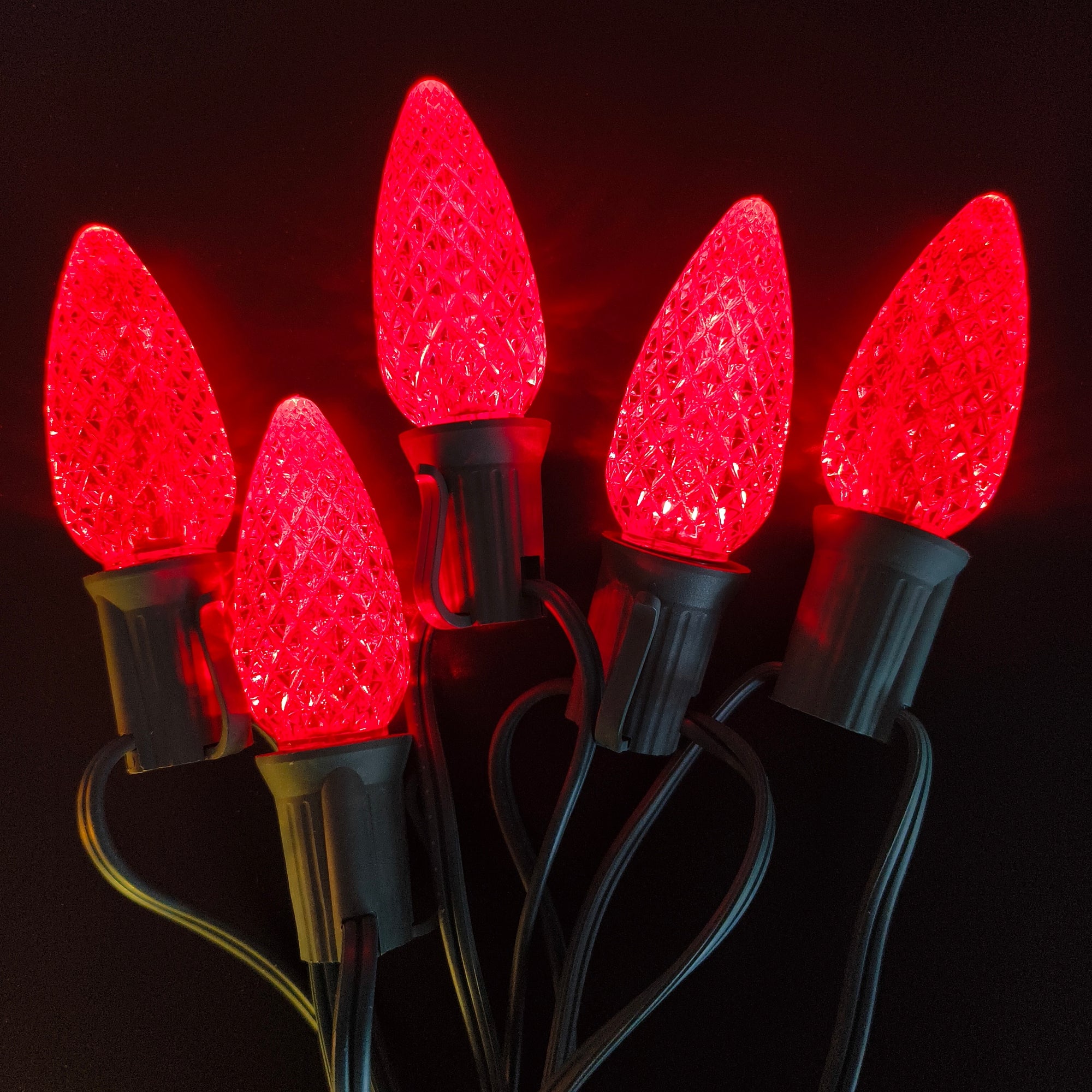 Commercial Grade Red C9 LED Christmas Lights 25Ft 25 Bulbs on Green Wire