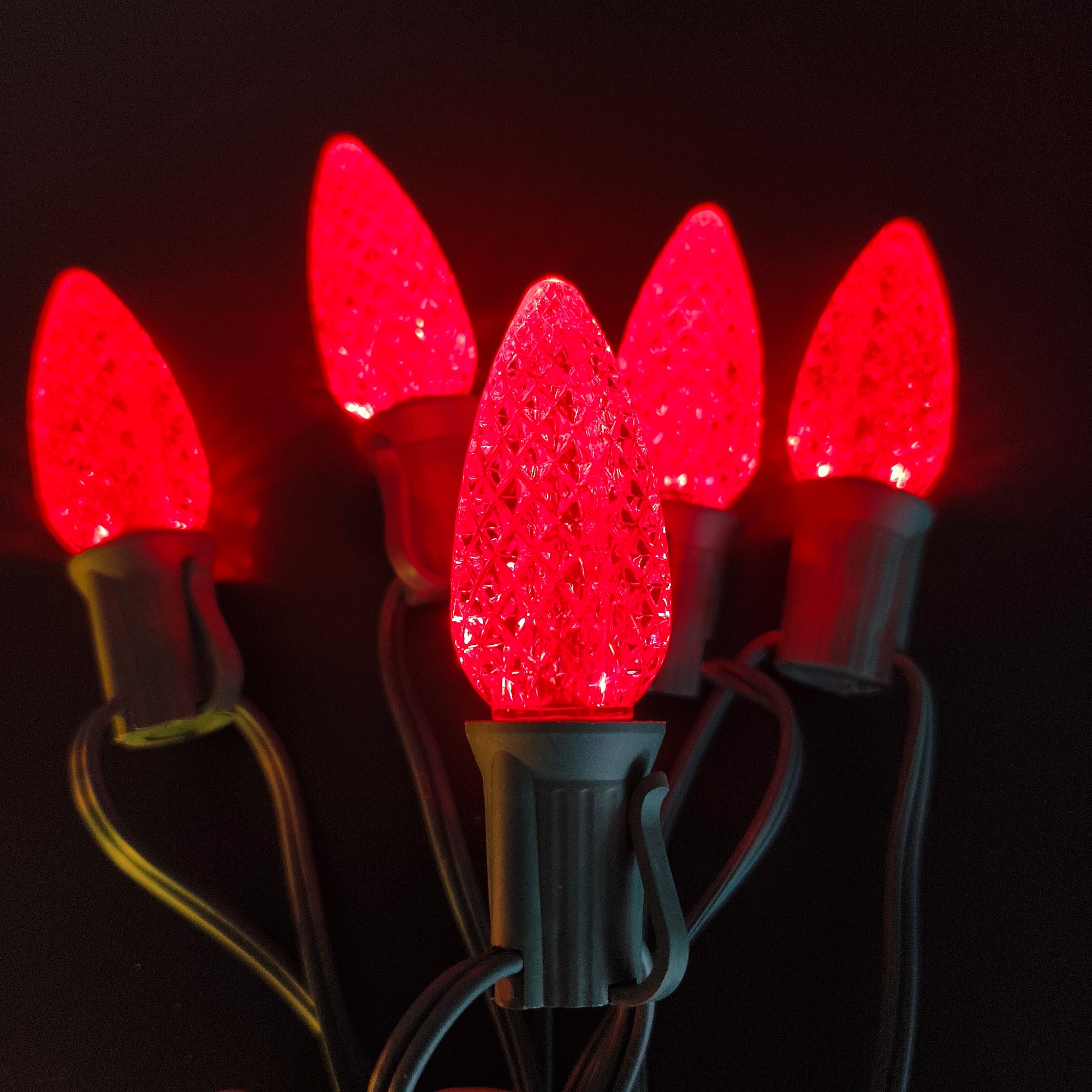 Commercial Grade Red C9 LED Christmas Lights 25Ft 25 Bulbs on Green Wire