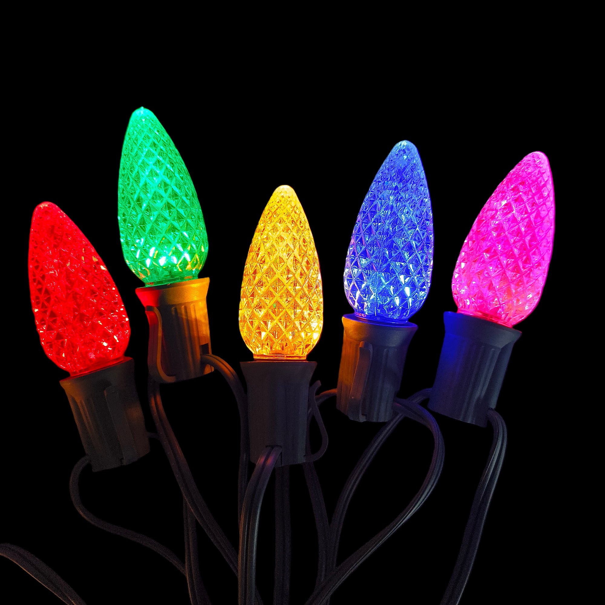 Commercial Grade Multicolor C9 LED Christmas Lights 25Ft 25 Bulbs on Green Wire