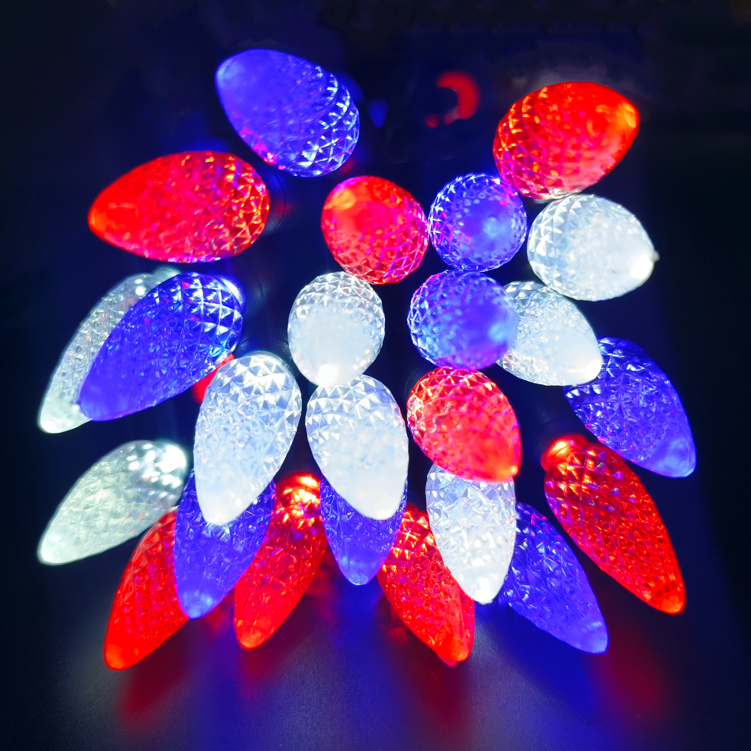 20 Sets of 24Ft 70Ct Outdoor C6 LED Christmas Lights, Red White Blue