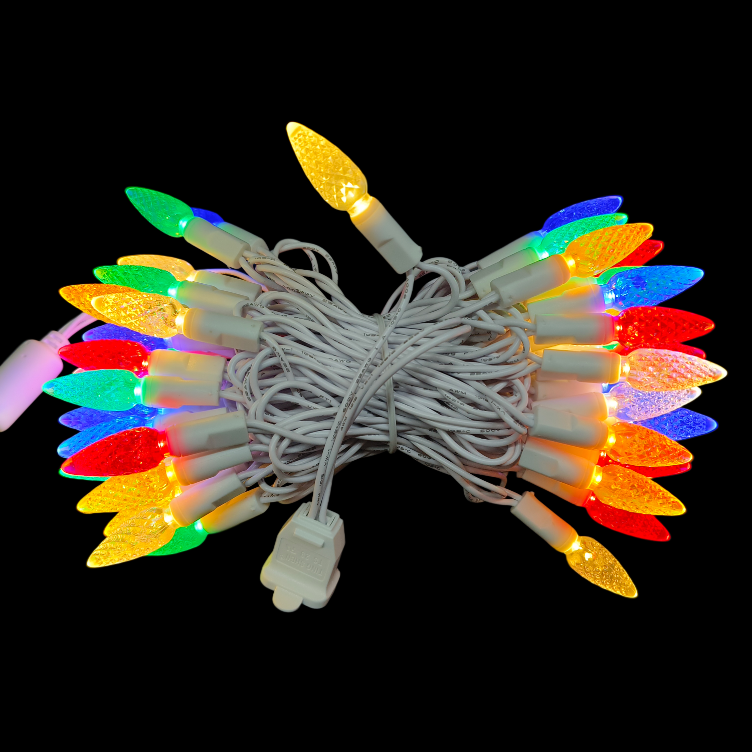 Commercial Grade Multicolor Strawberry LED Christmas Lights on White Wire